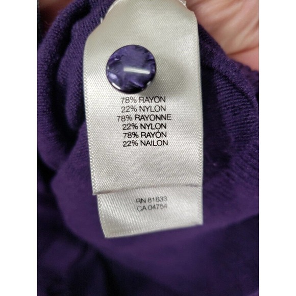 Kenneth Cole Sweater Womens Medium M Knit Button Up Purple Rayon Blend - Picture 12 of 12